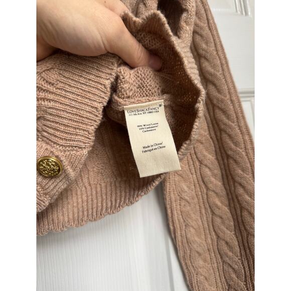 LoveShackFancy Cable Knit Cashmere &
Wool Cardigan - Picture 6 of 7
